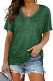 Loose V-neck Solid Short-sleeved T-shirt