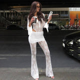 Lace Perspective High Waist Flare Pants