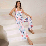 Suspender Printed Wide Leg Jumpsuit Pants