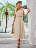 Slanted Shoulder Sleeveless Waist Up Dress Sets