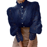 Lace Hollow Flower Splicing Loose Blouses