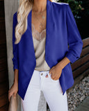 Fashionable Long Sleeve Open Front Solid Color Pocket Blazer Coat