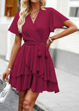 Strappy Solid Color A-Line Short Skirts