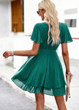 Strappy Solid Color A-Line Short Skirts