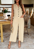 Sleeveless Solid Color Jumpsuits