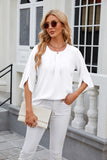 Round Neck Five-Quarter Sleeve Loose Chiffon Shirt Top