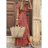 Bohemian V-Neck Floral Dress