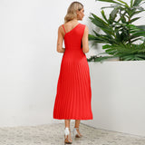 Sexy Slim Fit Mid Length Pleated A-Line Dress
