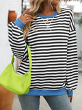 Colorful Striped Crew Neck Loose Sweatshirt