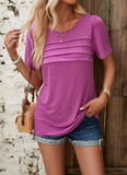 Short-Sleeved Solid Color Crew Neck Top