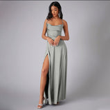 Backless Halter Waist Long Dress