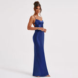 Sling Satin Backless Strappy Waist Long Dress