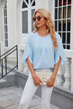 Round Neck Five-Quarter Sleeve Loose Chiffon Shirt Top