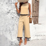 Sleeveless Long Webbing Pants Sets