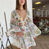 Bohemian Retro Colorful Embroidered Sexy Loose Dress