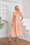 Square Neck Off Shoulder Pleated Hem Dress