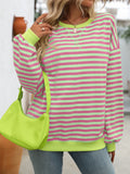 Colorful Striped Crew Neck Loose Sweatshirt