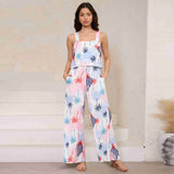 Suspender Printed Wide Leg Jumpsuit Pants