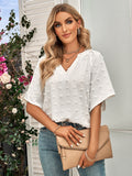 V-Neck Solid Color Fur Ball Top Blouses