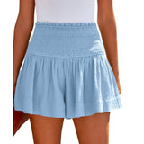 Solid High Waist Pleated Shorts