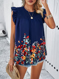 Sleeveless Printed Crew Neck Tops