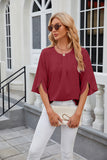 Round Neck Five-Quarter Sleeve Loose Chiffon Shirt Top