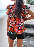 Round Neck Short Sleeve Printed Top