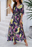 V-Neck Printed Waist Dresses