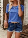 Short-Sleeved Solid Color Crew Neck Top