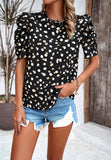 Puff Sleeve Print Tops