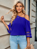 Solid Color Metal Buckle Shoulder Blouses