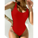 Solid One Piece Bikini Swimsuit