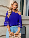 Solid Color Metal Buckle Shoulder Blouses