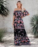 One Shoulder Printed Long Hem Dress