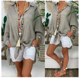 Large Loose Long Sleeved Button Up Cotton Linen Shirt