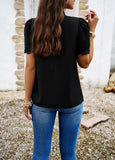 Solid Color Round Neck Short Sleeve Top