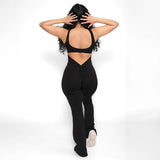 Solid Color U-Neck Backless Shaping High Waisted Jumpsuit