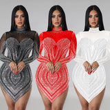 Sequins Mesh Patchwork Mini Dresses