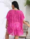 Plus Size Sexy Cover Up Beachwear Lace Cut-Out Beach Dress