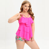 Large Size Three-Layer Ruffled Lace Split Skirt Swimsuits