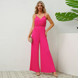 V-Neck Camisole Pleated Jumpsuits