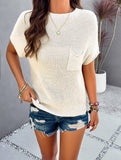 Solid Color Short-Sleeved Turtleneck Sweater Top