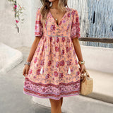 Printed Short-Sleeved Dresses