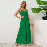 V-Neck Camisole Pleated Jumpsuits