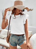 Solid Ruffled Round Neck Sleeveless Blouse