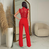 Solid Color Sleeveless Mesh Jumpsuit