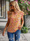 V-Neck Floral Short Sleeved Top