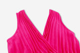 V-Neck Pleated Waistband Dress