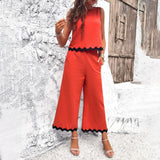 Sleeveless Long Webbing Pants Sets