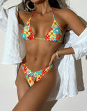 Printed Halterneck String Bikinis